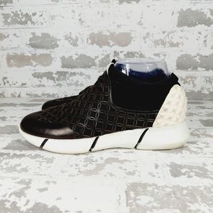 Elena Iachi Black White Leather Slip On Athleisure Running Sneakers H833